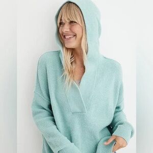 Aerie Cozy Up OverSized Waffle Knit Hooded Sweater